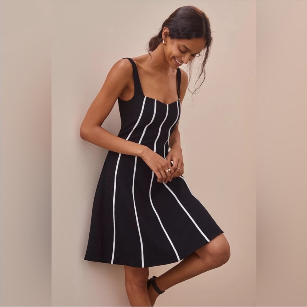 Anthropologie Black and White Striped Dress by Maeve, size 4